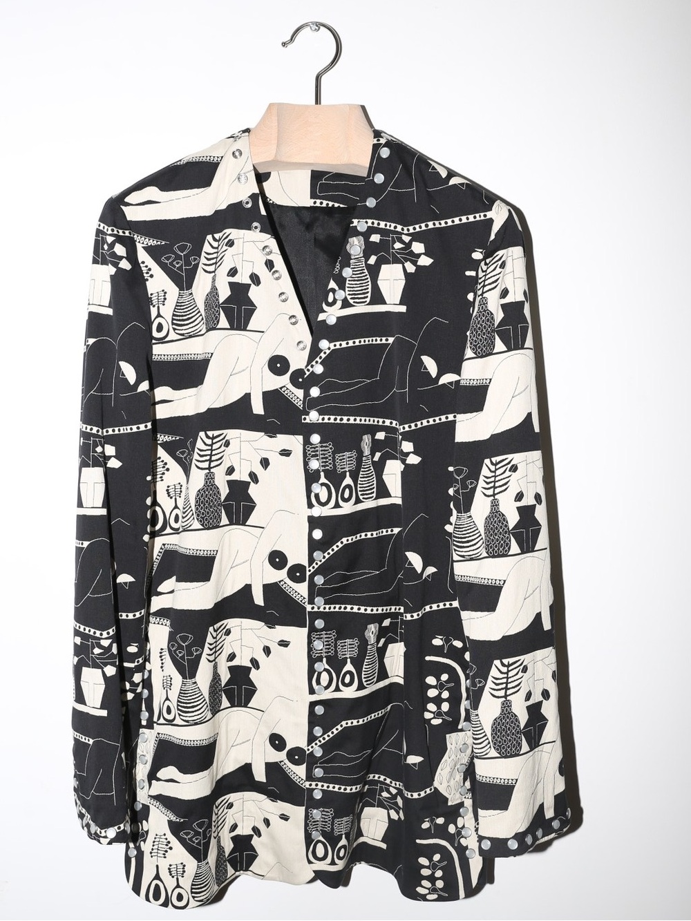 Linder x Conie Vallese Black & White Printed Button Front Women's Jacket Blaze